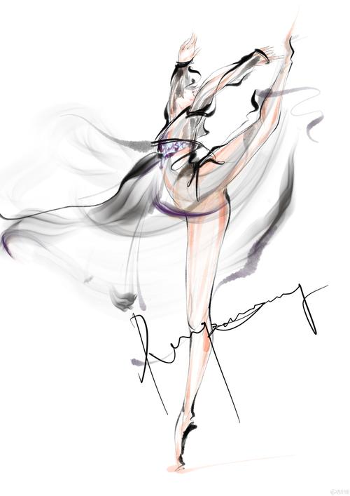 服装手绘——芭蕾舞小姐-服装画/服装设计手稿 - 穿针引线服装论坛